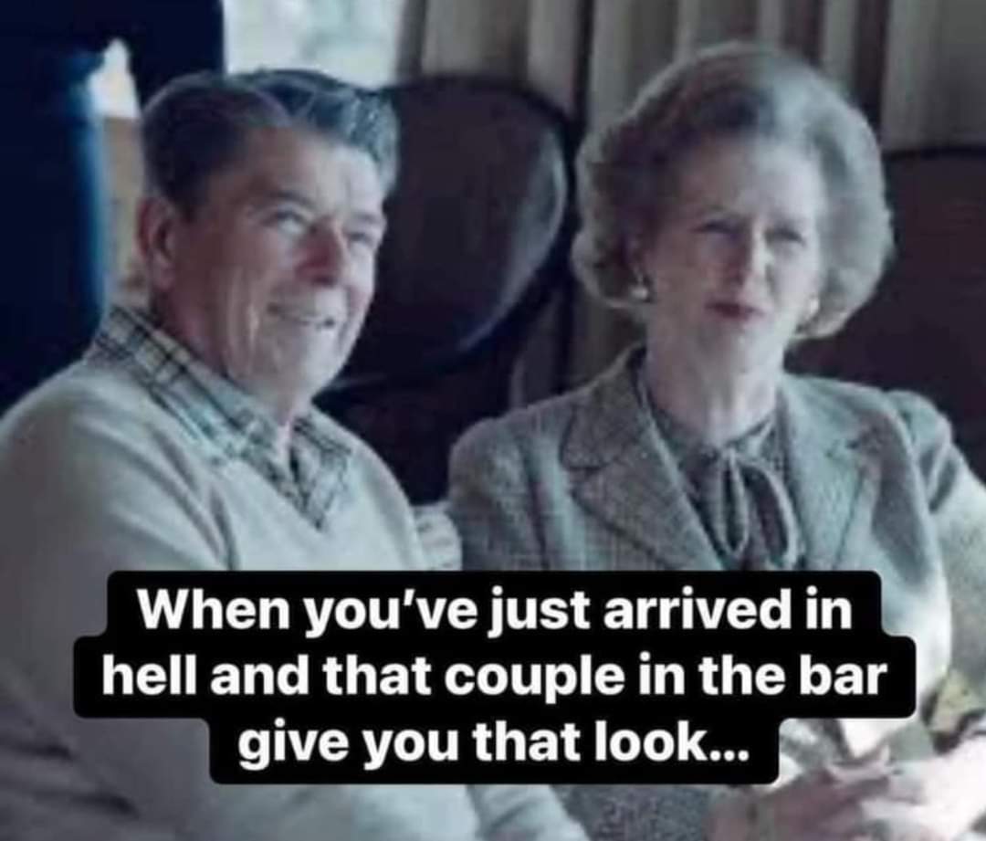 This meme is from the category "Anti-Neoliberal" and is a humorous commentary on the perceived hypocrisy of wealthy individuals who have made their fortunes through the exploitation of others. The image is of a couple...