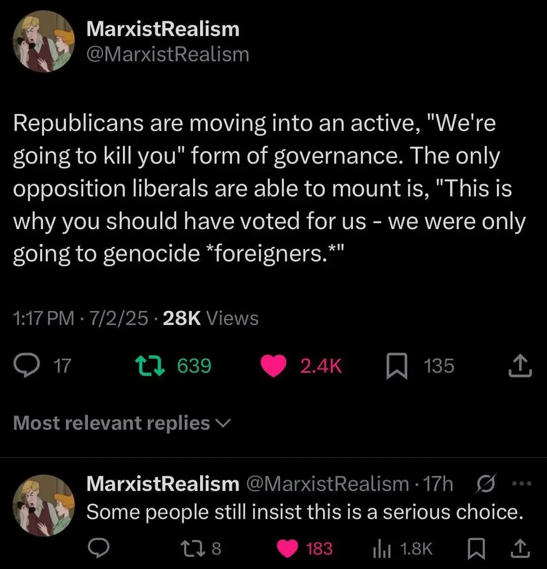 Okay, let's break down this Twitter post through the lenses you've requested. It's a strongly worded statement, so there's a lot to unpack. **1. Visual Description** The image is a screenshot of a Twitter post from th...