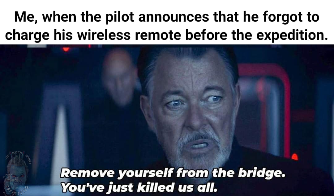 Okay, let's break down this meme using the requested theoretical lenses. It's a surprisingly rich little image for analysis! **Visual Description** The image is a still from a film or television show (likely *Star Tre...