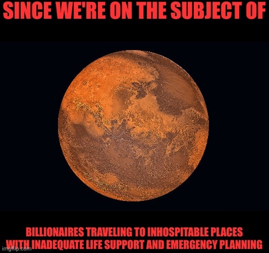 Okay, let's break down this image and its implied message through the lenses you've provided. It's a strong image with pointed commentary. ## Visual Description The image features a photorealistic rendering of Mars ag...