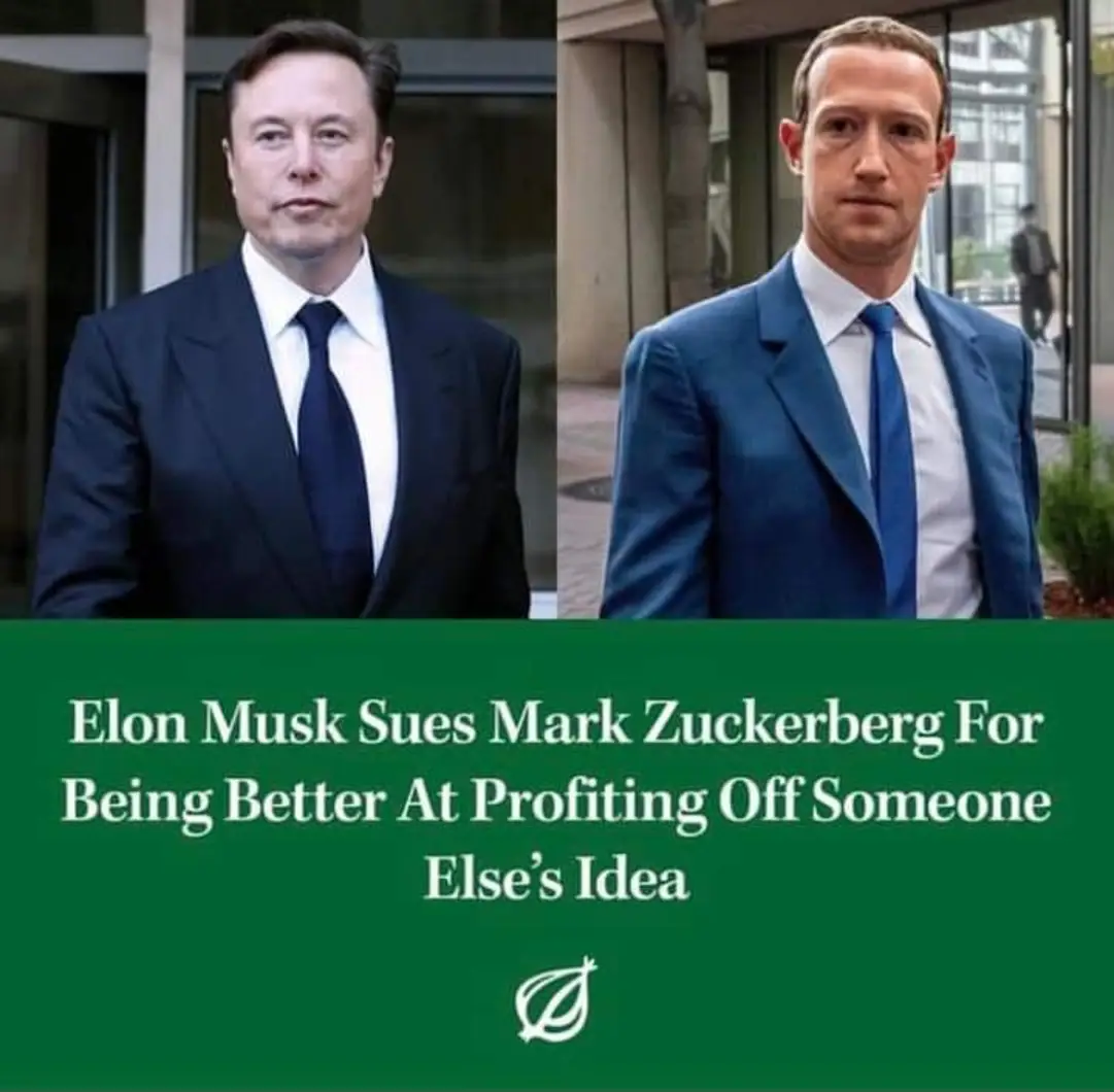 Okay, let's break down the image and the accompanying text through various theoretical lenses. **1. Visual Description** The image is a side-by-side portrait of Elon Musk and Mark Zuckerberg. Both men are formally dre...