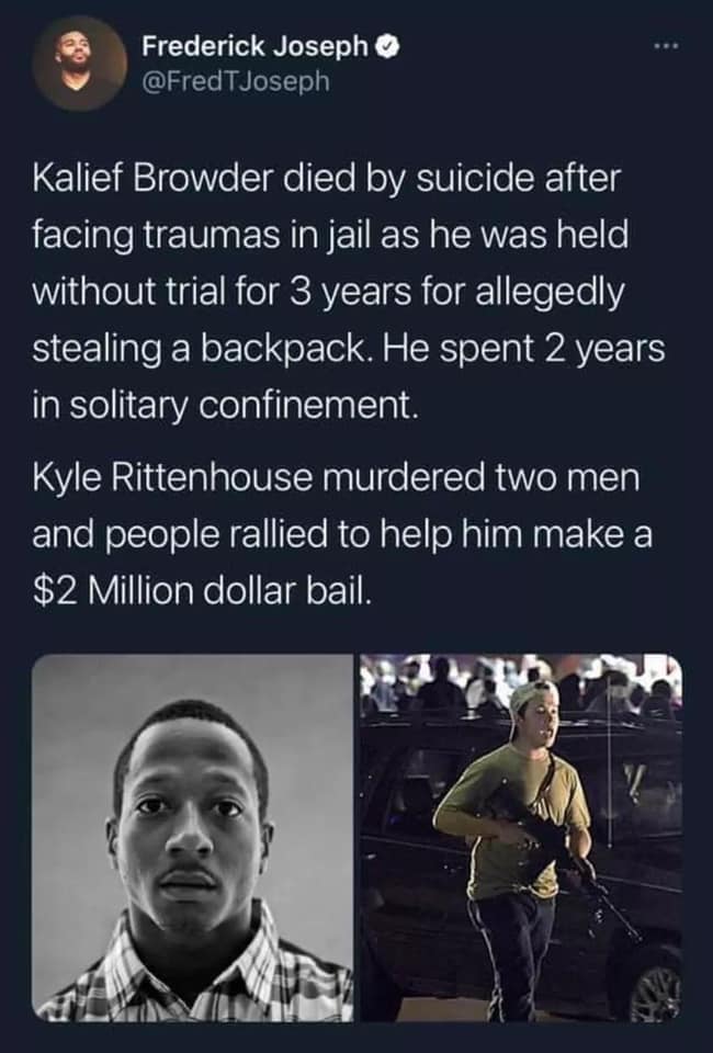 Okay, let's break down this Twitter post through various theoretical lenses. It's a powerful and deeply charged image and text, lending itself to complex analysis. **1. Visual Description** The post presents a stark j...