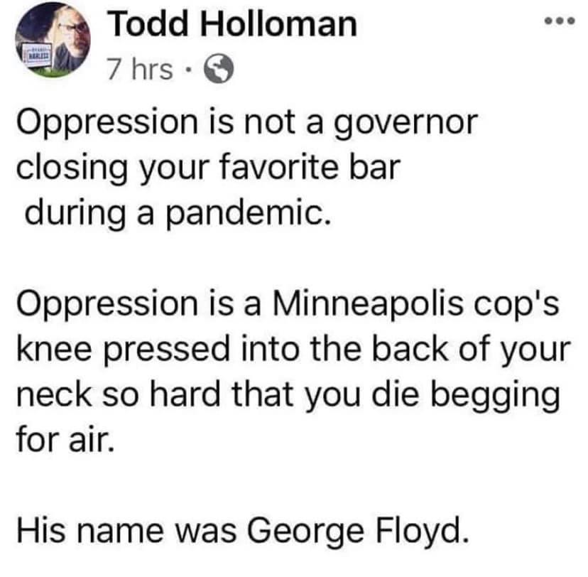 Okay, let's break down this social media post by Todd Holloman, applying the requested theoretical frameworks where applicable. **Visual Description** The image is a screenshot of a social media post (likely Facebook)...