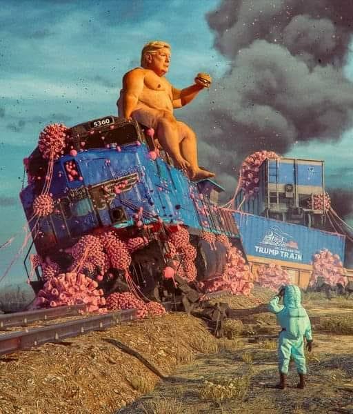 Okay, let's break down this provocative image through several theoretical lenses. It's a complex work, so each section will try to address relevant aspects. **Visual Description** The artwork presents a surreal and di...