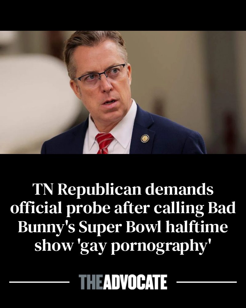 "TN Republican demands official probe after calling Bad Bunny's Super Bowl halftime show 'gay pornography'" is the headline. This meme represents a reactionary perspective that views the media industry as having lost...