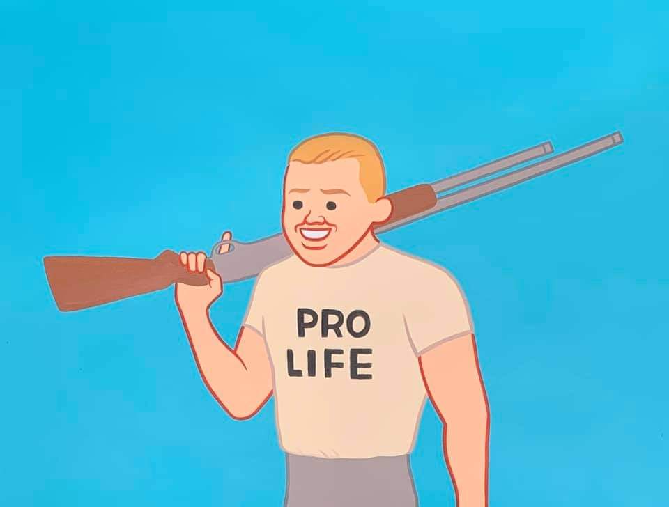 The meme is a cartoon image of a man holding a shotgun, with the words "I'm not a [insert anti-reactionary term] I'm just a [insert anti-reactionary term] who hates [insert anti-reactionary term]". The image is likely...