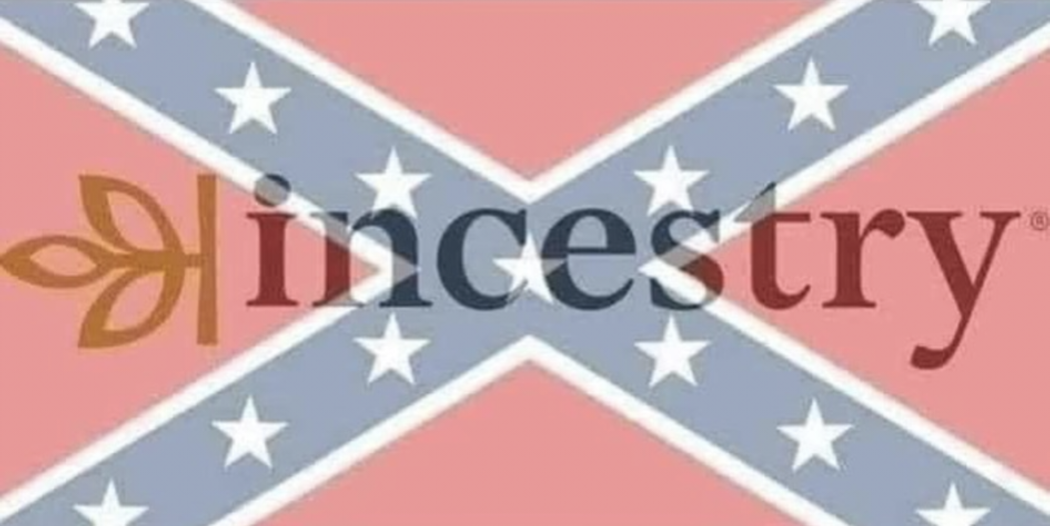 Okay, let's break down the image of the Ancestry logo superimposed on the Confederate flag using the frameworks you've requested. Be warned, this analysis quickly gets into sensitive and potentially upsetting territor...