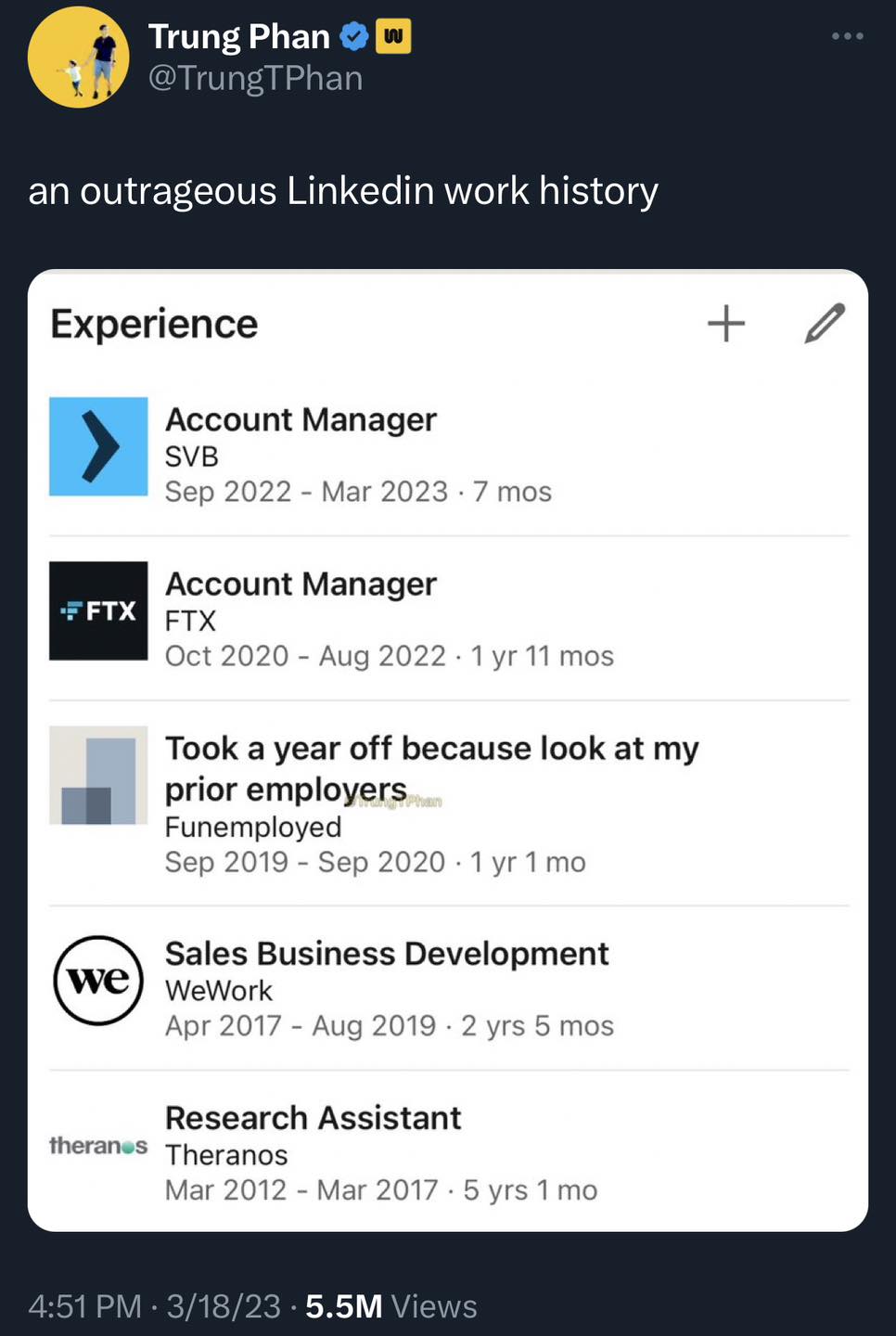 Okay, let's break down this LinkedIn experience list through the requested critical lenses. It's a rather potent and pointed profile, ripe for analysis. ## Visual Description The image displays a screenshot of a Linke...