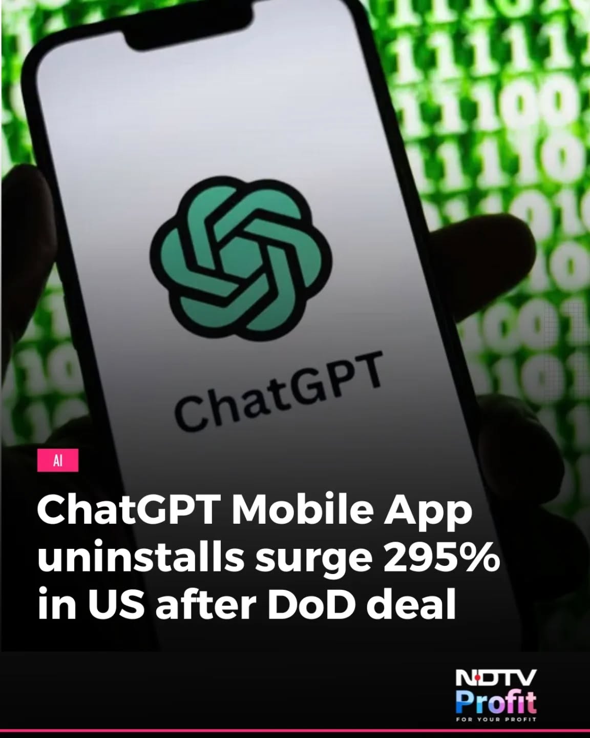 This meme suggests that ChatGPT Mobile App uninstallsurge 295% in US after DoD deal has turned it into a powerful monopoly. To an anti-tech critic, this indicates consumers are being forced to keep their data because...