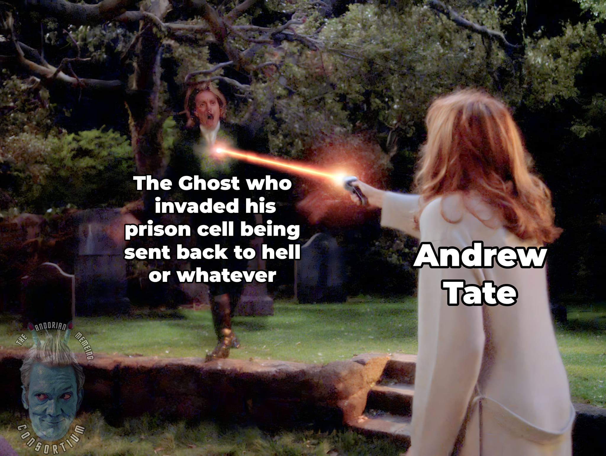 Okay, let's break down this meme image using the requested theoretical frameworks, keeping in mind that the meme itself is heavily reliant on pre-existing cultural understandings and the figure of Andrew Tate. I'll or...