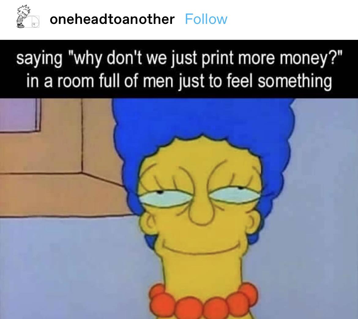 Okay, let's break down this meme through several theoretical lenses. **Visual Description** The image is a close-up of Marge Simpson, from the animated television series *The Simpsons*. She has a visibly distressed an...