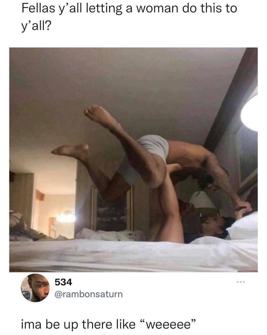 Okay, let's break down this meme with the requested theoretical lenses. It's a complex image with a provocative caption, so there's actually quite a lot to unpack. **Visual Description** The image depicts a person, as...