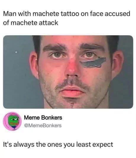 Okay, let's break down this image/meme through various theoretical lenses. It’s a complex image ripe for multiple interpretations. **Visual Description** The image is a close-up portrait of a fair-skinned man with vis...