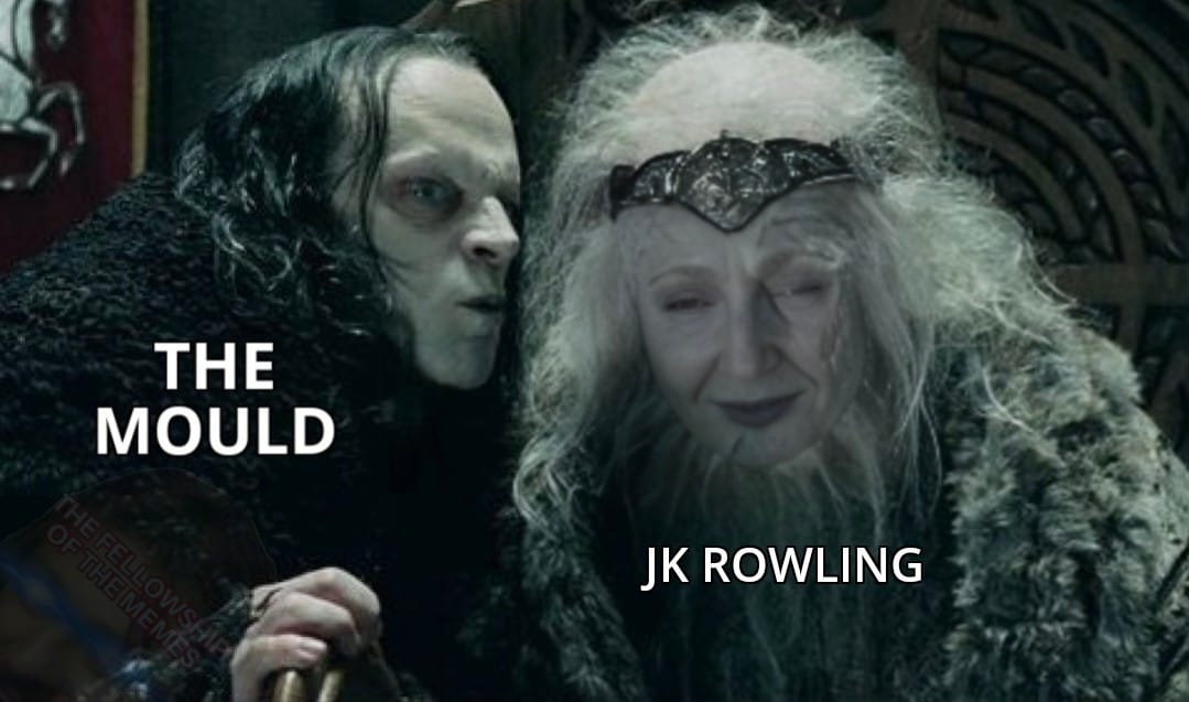 Here's an analysis of the image based on your requested theoretical frameworks. It's important to note this image is laden with political and social context given J.K. Rowling's controversial views on transgender iden...