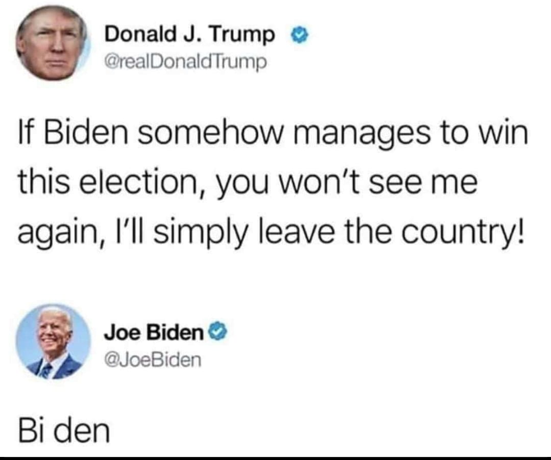 Okay, let's break down this image of the Twitter exchange between Donald Trump and Joe Biden through several theoretical lenses. **Visual Description** The image captures two Twitter posts. * **Top Post (Trump):** Fea...