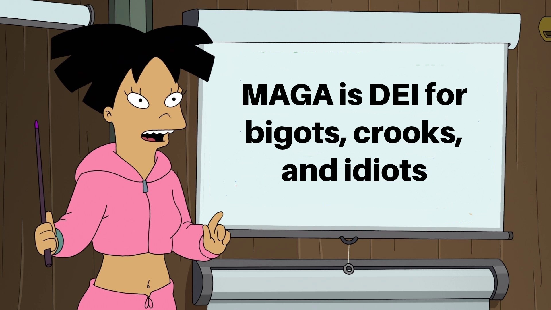 This political joke suggests that Diversity, Equity, and Inclusion (DEI) policies are simply tools used to bully people rather than help them. It argues that "MAGA" is essentially an ideology designed to exclude margi...