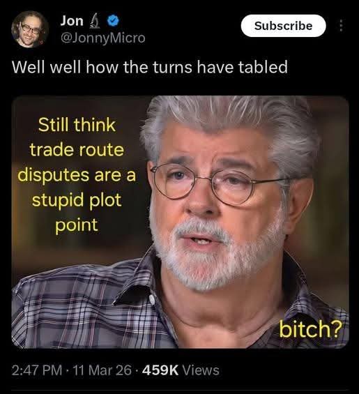 This meme uses specific political slang and visual irony to mock anti-Trump criticism. At the top, a tweet by "JonnyMicro" complains that Trump's recent policy moves seem to have suddenly changed or been "tabled"—a ph...