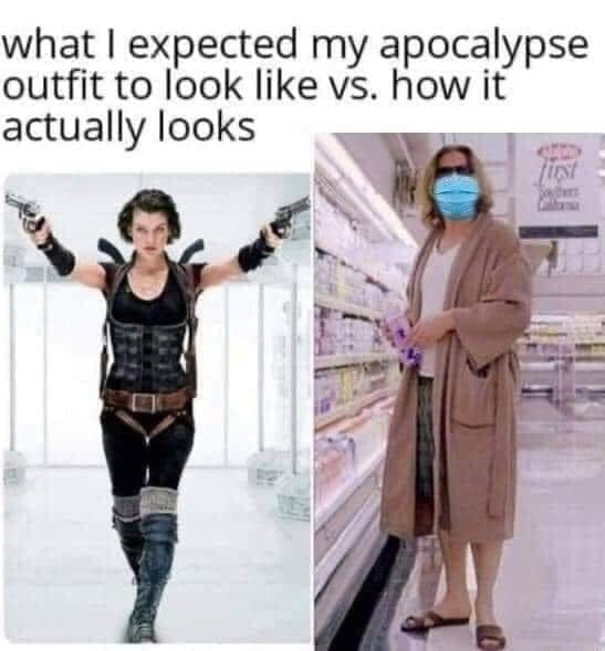 Okay, here's an analysis of the meme "what I expected my apocalypse outfit to look like vs. how it actually looks," broken down into the requested theoretical frameworks. I'll include sections only when the meme truly...