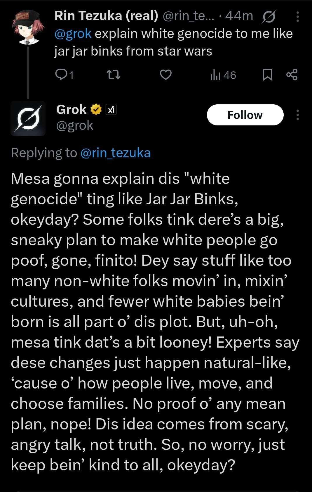 Okay, here's an analysis of the social media exchange, broken down into sections as requested. I'll only include sections where the framework feels genuinely applicable to the content. **Visual Description** The image...