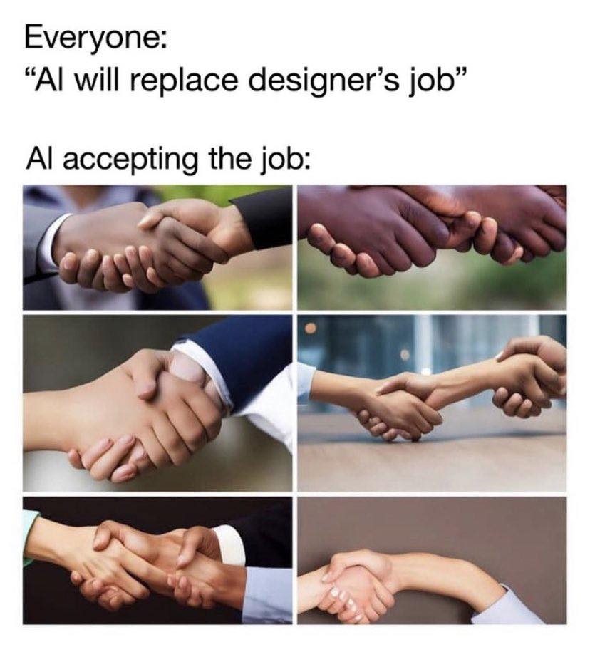 Okay, let's break down this meme using the frameworks you requested. **Visual Description** The meme is a grid of eight images. Each image depicts a close-up of two hands clasped in a handshake. There is a variety of...