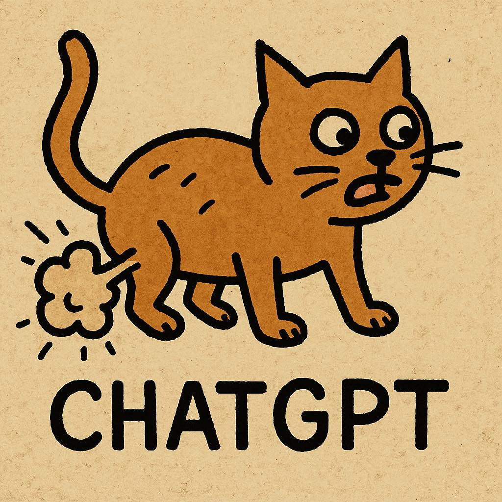 Here’s an analysis of the image, broken down into relevant theoretical frameworks. ## Visual Description The image depicts a cartoon cat, illustrated in a simple, somewhat crude style with thick, dark brown outlines a...