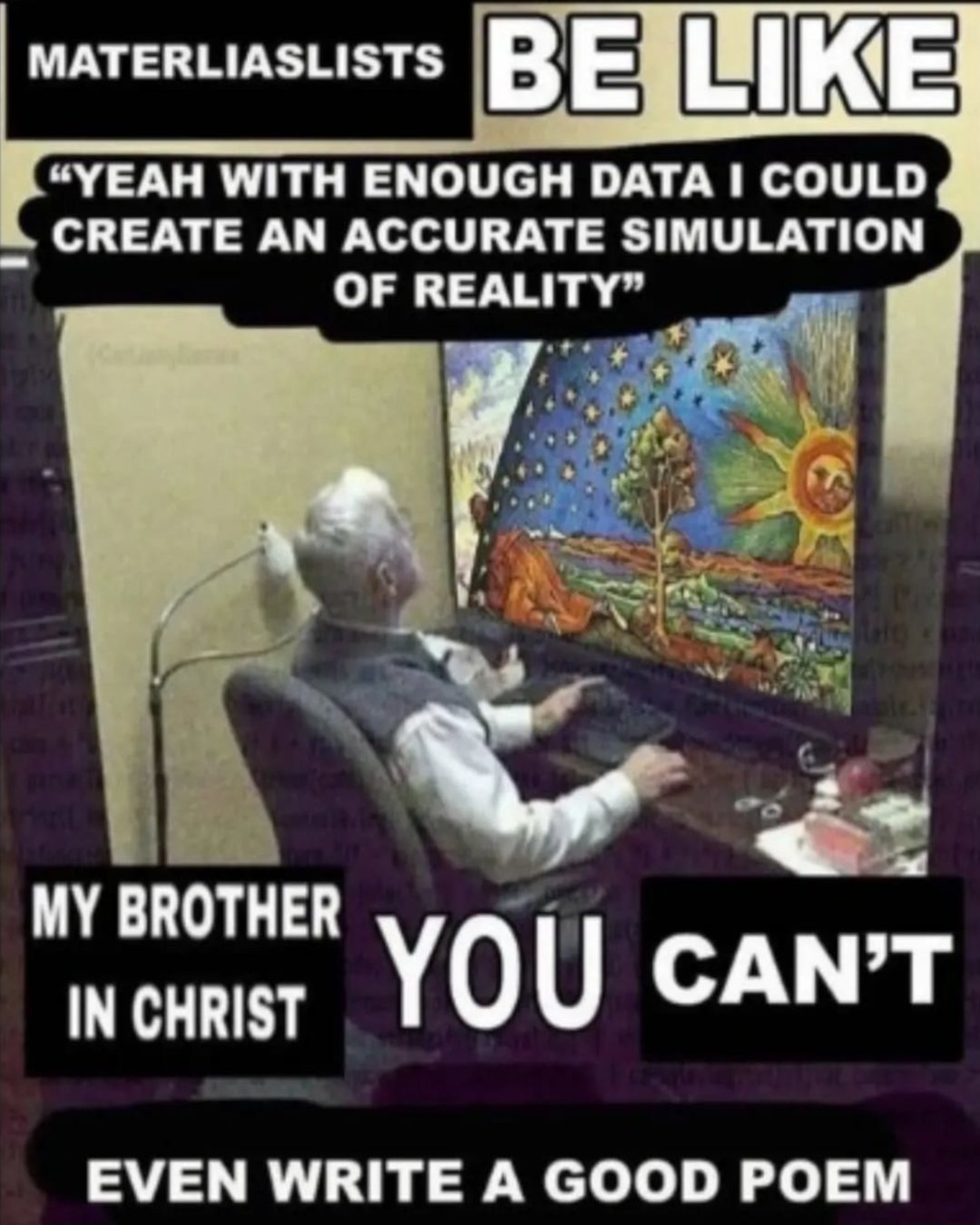 Okay, let's break down this meme/image across several theoretical lenses. It's... a lot. It's deliberately provocative and layered, so a complex analysis is fitting. **Visual Description** The image is a digitally man...