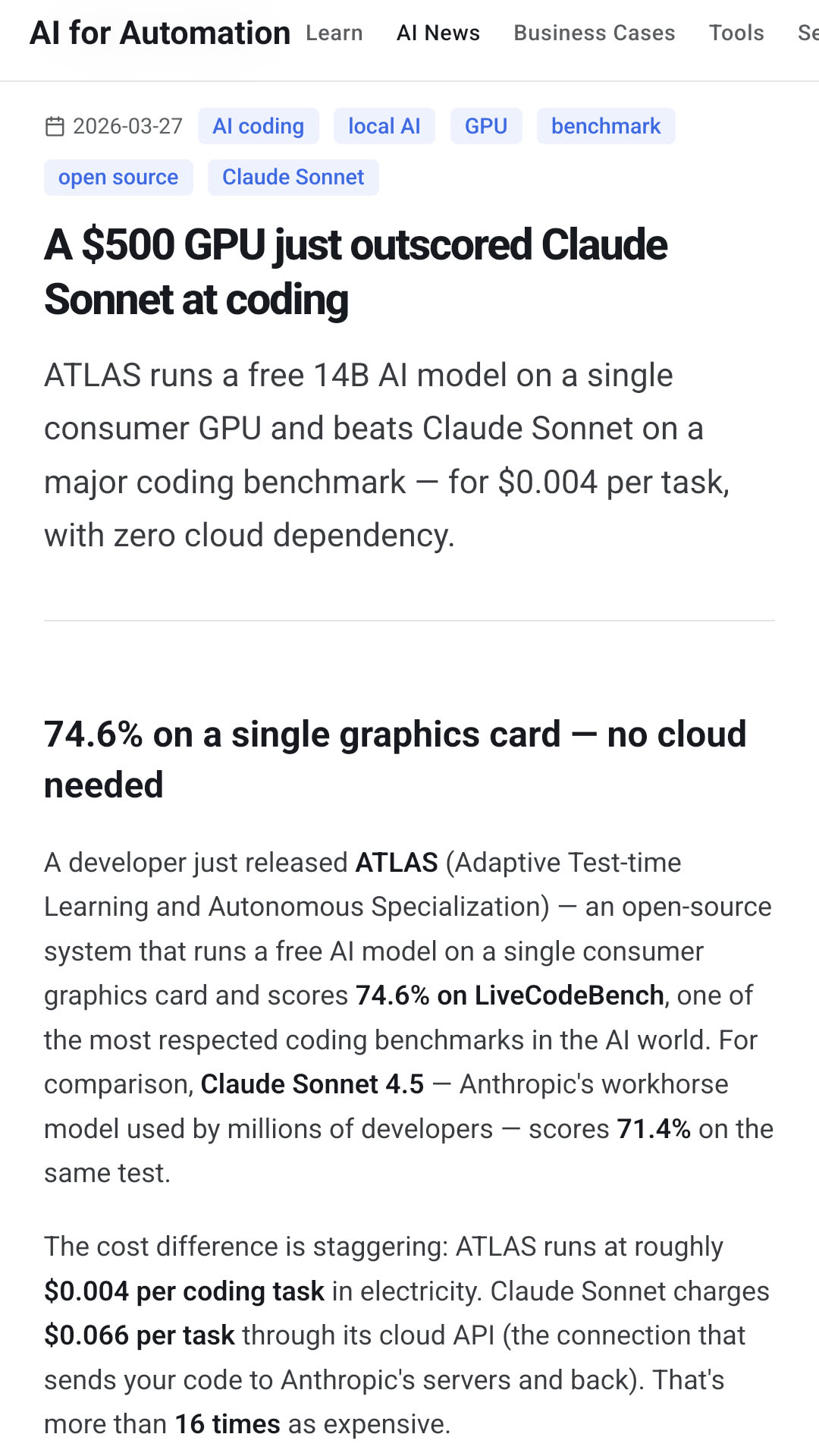 This image serves as a humorous visual summary of how open-source Large Language Models (LLMs) are challenging expensive, closed competitors using cheap local hardware. It illustrates how ATLAS (Adaptive Test-time Lea...