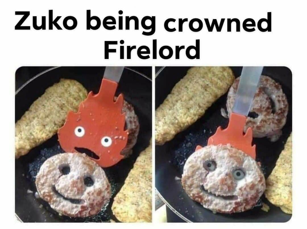 This meme is a play on words, combining the names of the characters "Zuko" and "Lord Voldemort" to create a pun. The image shows a photo of a person's face with a "Lord Voldemort" mask, but with the caption "Zuko bein...