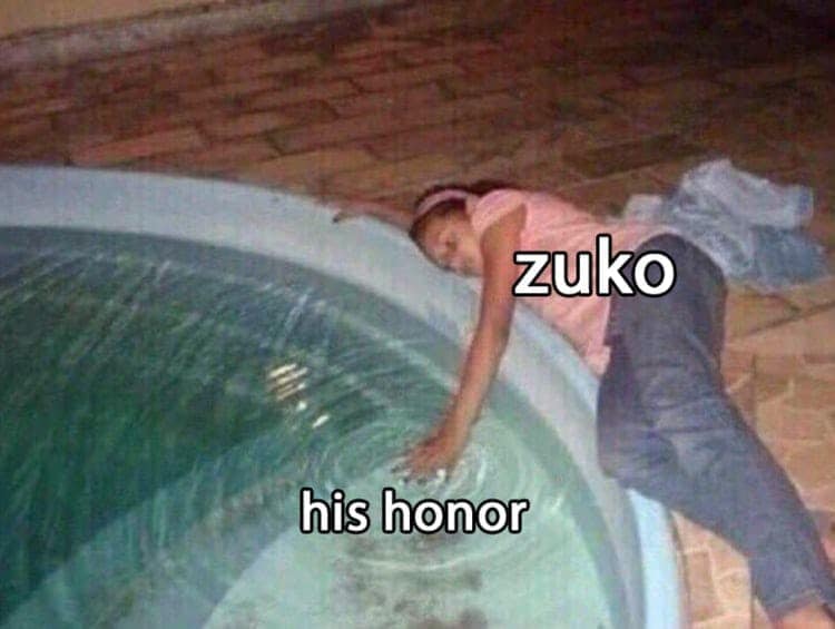 Okay, let's break down this meme of Zuko from *Avatar: The Last Airbender* in a hot spring with the caption "zuko his honor" through several theoretical lenses. It’s a complex image for its simplicity, drawing on char...