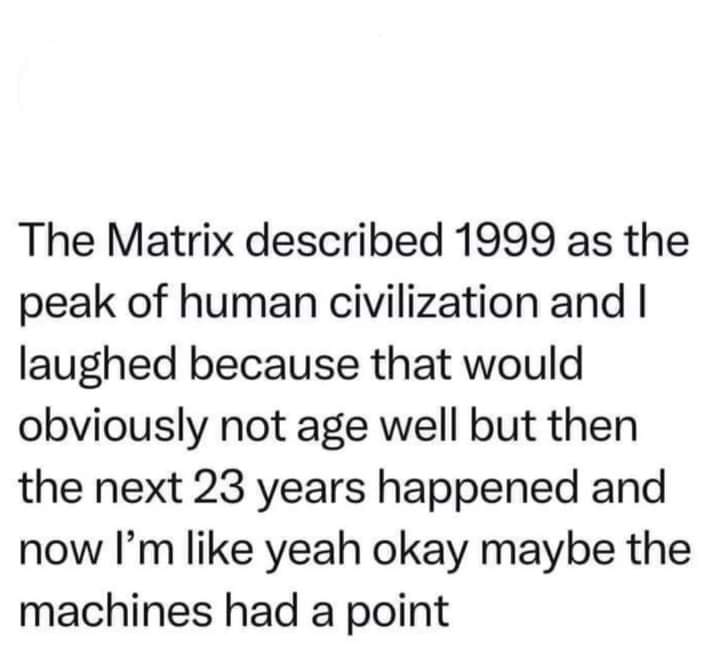Okay, here's an analysis of the text, broken down by the requested theoretical frameworks. As you'll see, some frameworks *really* fit, while others are less applicable. **Text:** "The Matrix described 1999 as the pea...