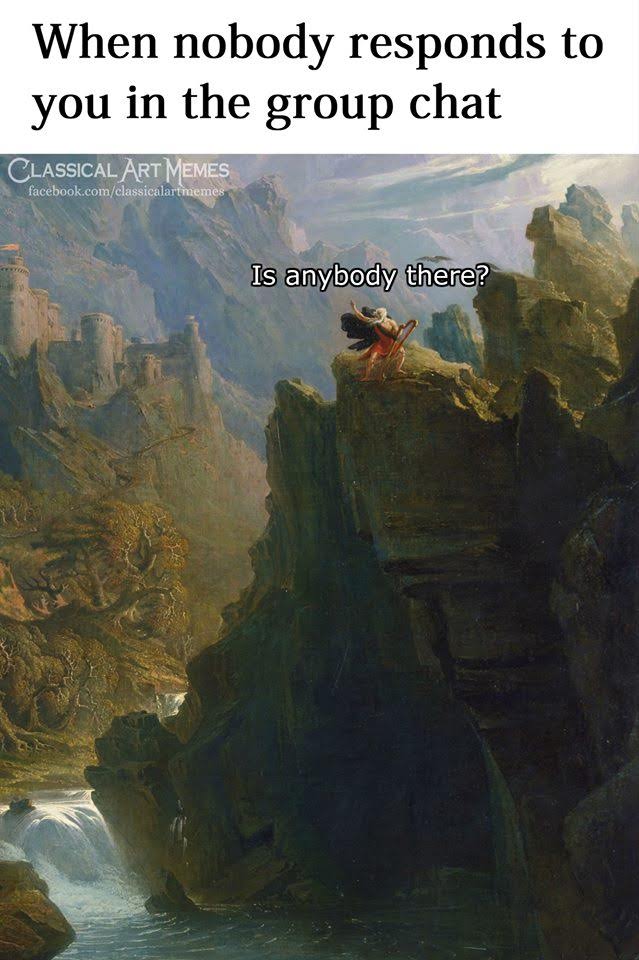 Okay, let's break down this image/meme through various critical lenses. **Visual Description** The image is a digital manipulation of Caspar David Friedrich's 1818 painting *Wanderer above the Sea of Fog*. The origina...