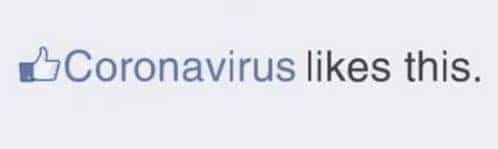 Here's an analysis of the image "Coronavirus likes this." broken down into the requested theoretical sections, assessing applicability for each: **1. Visual Description** The image consists of a Facebook "Like" button...