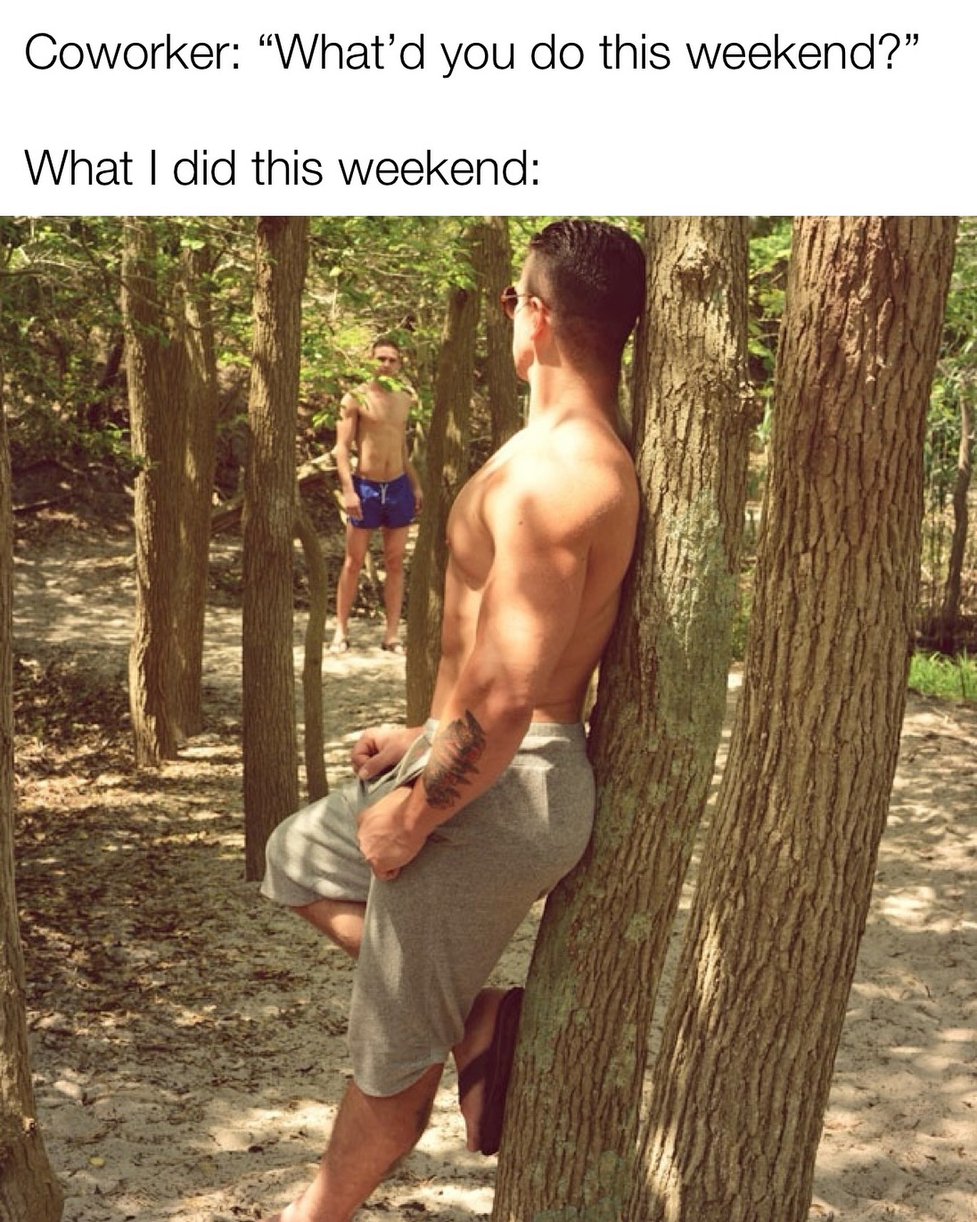 Okay, let's break down this image and the implied meme using the requested theoretical lenses. **Please note**: This analysis is based on the *image itself* and the implied interaction ("Coworker: 'What'd you do this...