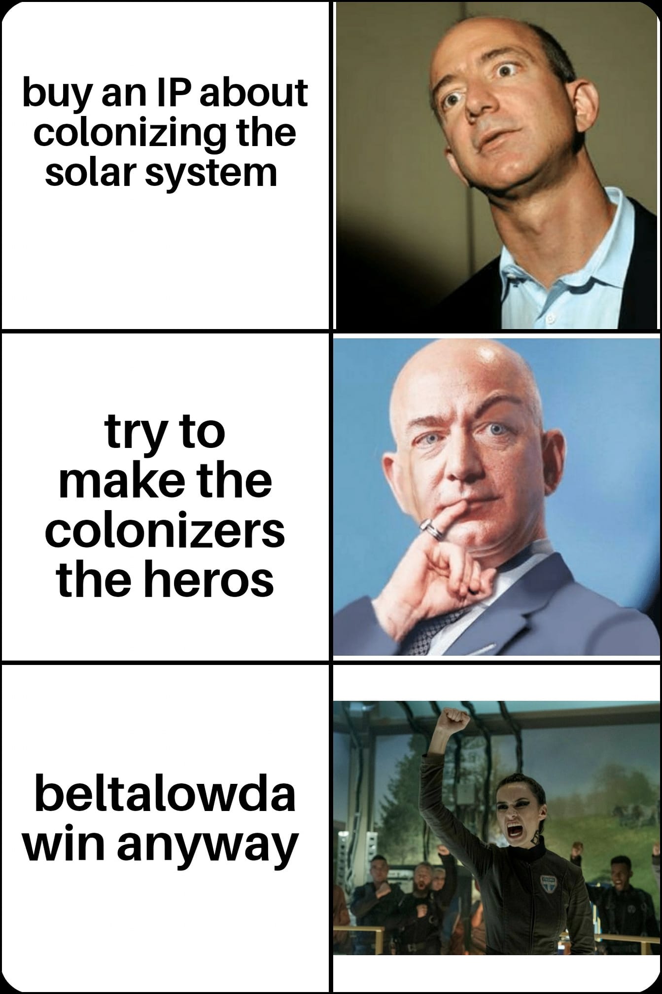 Okay, let's break down this image series through various theoretical lenses. It's a rather provocative set of images, layering commentary on colonialism, power, and futurology, particularly through the lens of figures...