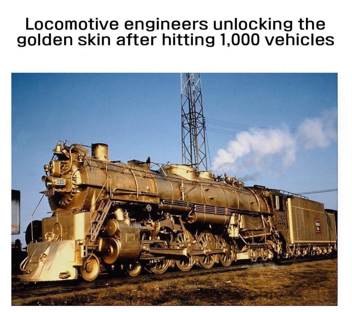 Okay, let's break down the image and the provided prompt ("Locomotive engineers unlocking the golden skin after hitting 1,000 vehicles") through the requested theoretical lenses. It’s important to note this is interpr...
