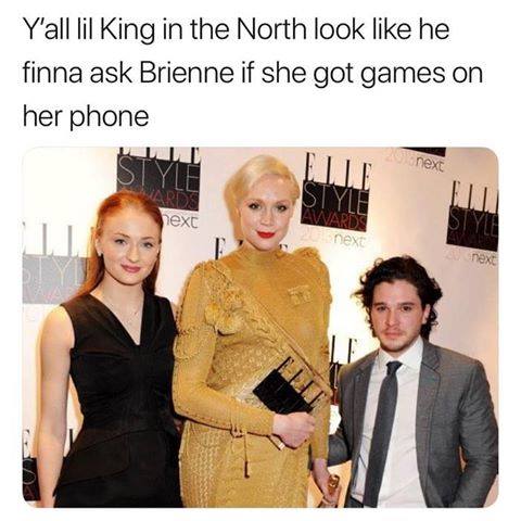 Okay, let's break down this meme featuring characters from *Game of Thrones* through the requested theoretical lenses. It's a surprisingly rich image, especially for a meme! ## Visual Description The image is a red ca...