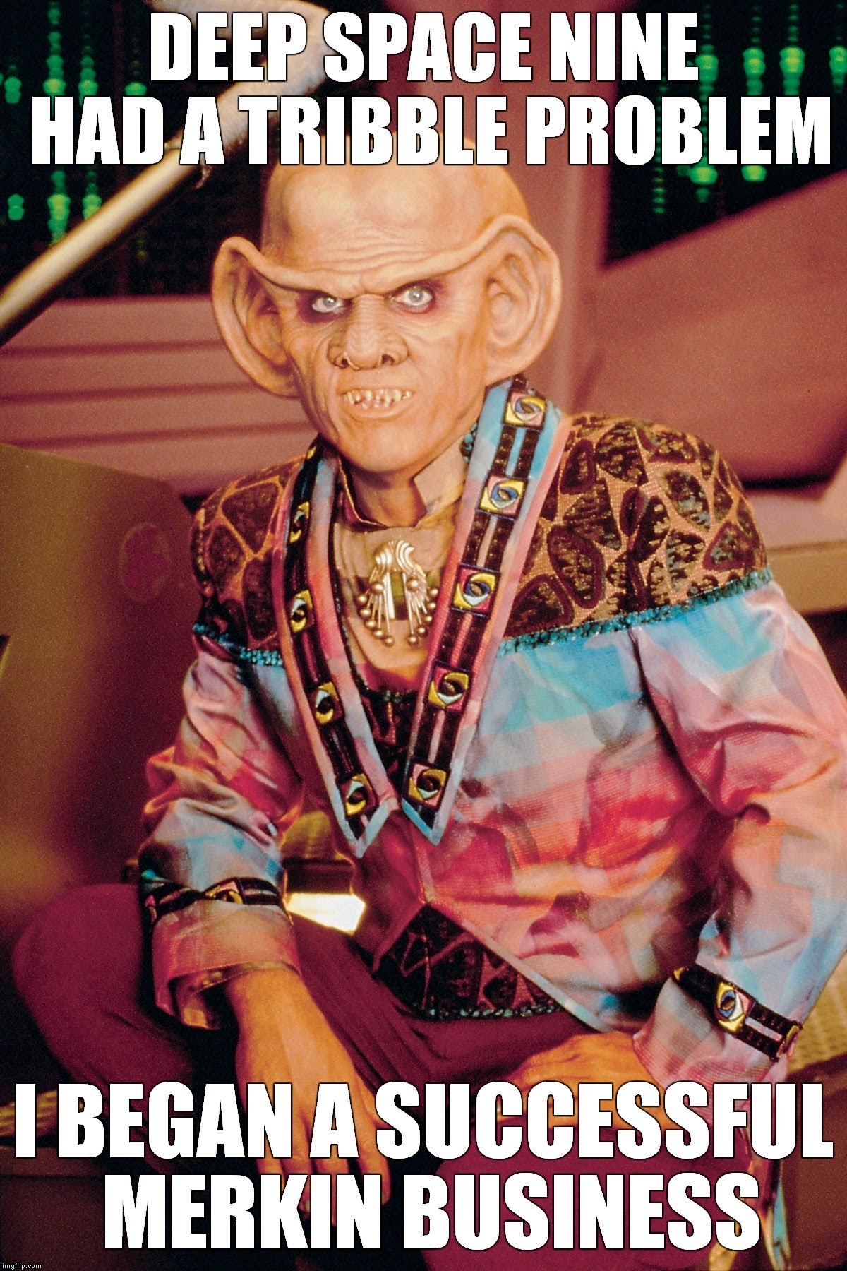 Okay, let's break down this image and its potential interpretations through various theoretical lenses. **Visual Description** The image is a still from *Star Trek: Deep Space Nine*, featuring the Ferengi character, Q...