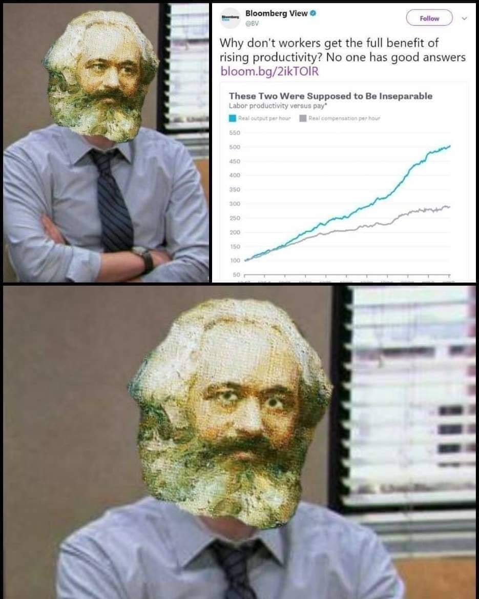 The meme is a humorous take on the concept of labor theory of value, a left-wing economic theory that argues the value of a product is determined by the labor that goes into producing it. The image is a screenshot of...