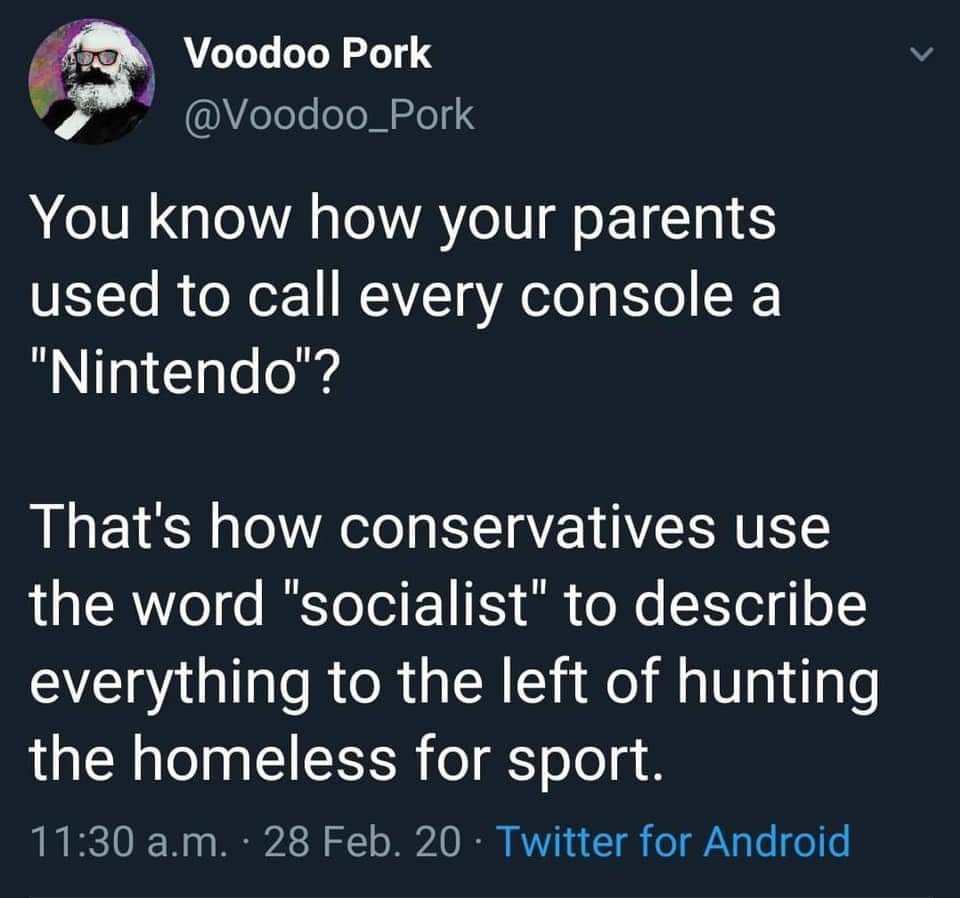 Okay, let's break down this provocative Tweet through the lens of various theoretical frameworks. **Visual Description** The image is a screenshot of a Tweet from a Twitter account called "@Voodoo_Pork". The tweet con...