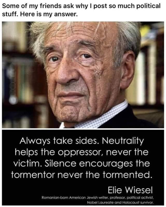 Okay, let's break down this image and its quote through the lenses you've provided. **Visual Description** The image is a portrait featuring Elie Wiesel, a prominent Holocaust survivor, writer, and Nobel laureate. He...