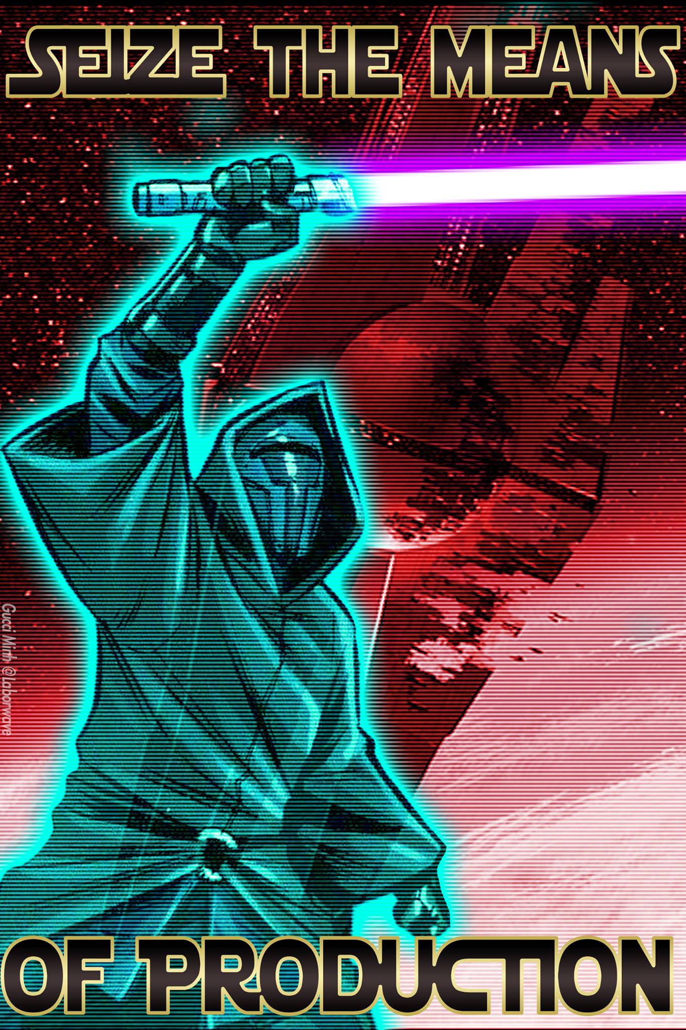 Okay, let's break down this image through several theoretical lenses. It's a fascinating piece for analysis due to its intentional juxtaposition of pop culture (Star Wars) with Marxist theory. **Visual Description** T...