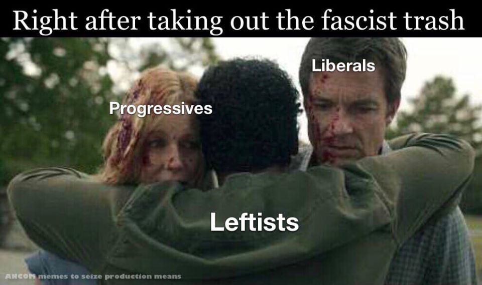 Okay, let's break down this meme using the requested theoretical frameworks. It's a complex image and meme format, so we'll delve into each applicable section. **Visual Description** The image is a still from a film (...