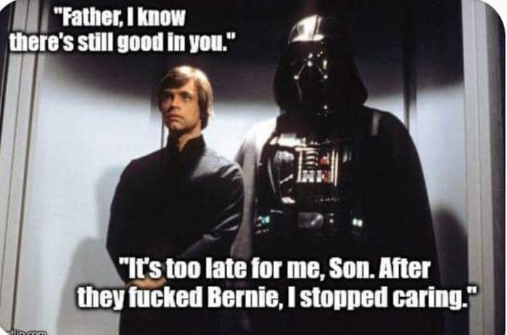 Okay, let's break down this meme through several theoretical lenses. It's a fairly rich piece for analysis due to its layering of pop culture reference with pointed political commentary. **Visual Description** The ima...