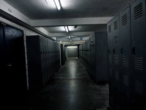 Okay, here's an analysis of the image, broken down into the requested sections, focusing on the applicable theoretical frameworks. **Visual Description** The image depicts a long, dark hallway lined with dark metal lo...