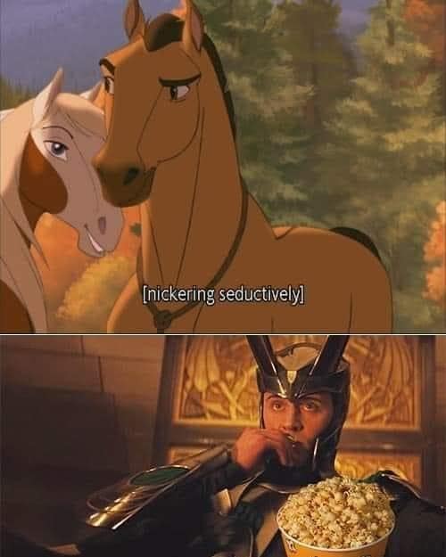 Okay, let's break down this meme with the requested theoretical lenses. It’s a bit of a…wild combo of imagery, which allows for some fun interpretations. **Visual Description** The image is a two-panel meme. * **Top P...