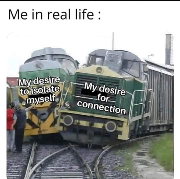 Okay, let's break down this meme through a variety of theoretical lenses. It's a surprisingly rich image, despite its initial simplicity. **Visual Description** The image depicts a train that has derailed, but in a ve...