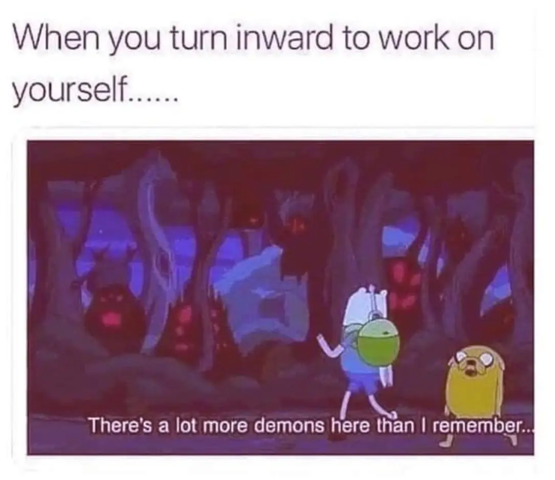 Okay, let's break down this meme using the requested theoretical lenses. **Visual Description** The image is a still from the animated television show *Adventure Time*. It depicts Finn the Human and Jake the Dog, both...