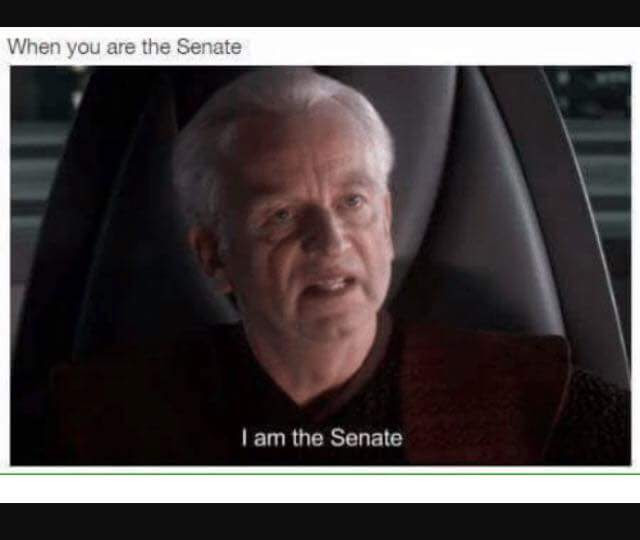 Okay, let's break down this meme of Palpatine ("I am the Senate") through the lenses you've requested. Note that some of these analyses are *stronger* fits than others, and some may seem a bit forced. I'll indicate th...