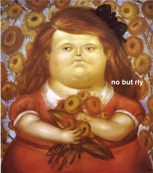 Okay, let's break down this image, which is a remix of Botero's style with internet meme text, through the lenses you've requested. It's important to remember that these are interpretive frameworks, and applying them...