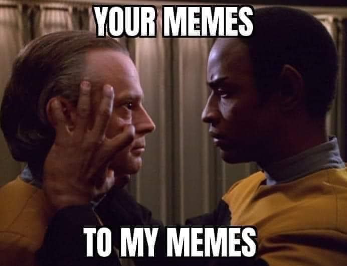 Okay, here's an analysis of the meme, broken down into sections as requested. I'll note where a section *doesn't* apply for clarity. **Visual Description** The image is a screencap from the television series *Star Tre...